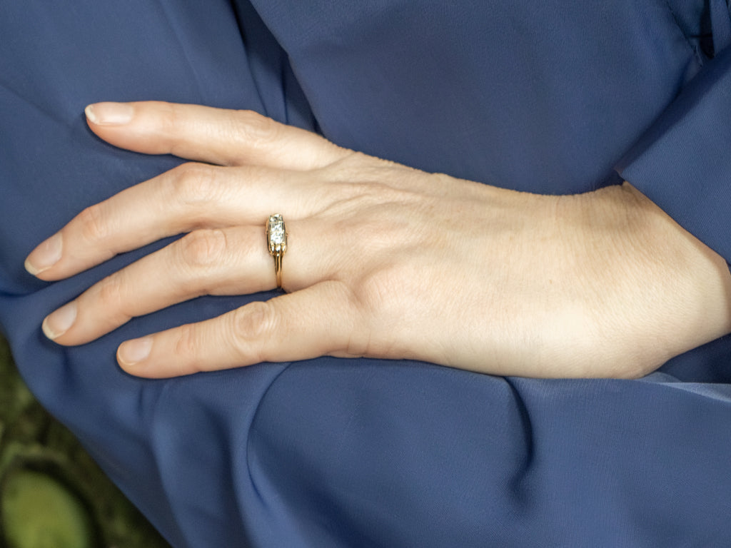 Mix-Cut Diamond Retro Two-Tone Gold Engagement Ring