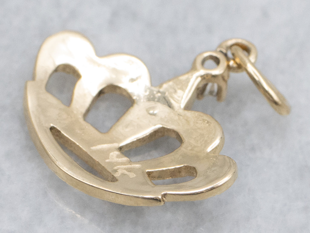 Diamond and Seed Pearl Gold Crown Pendant