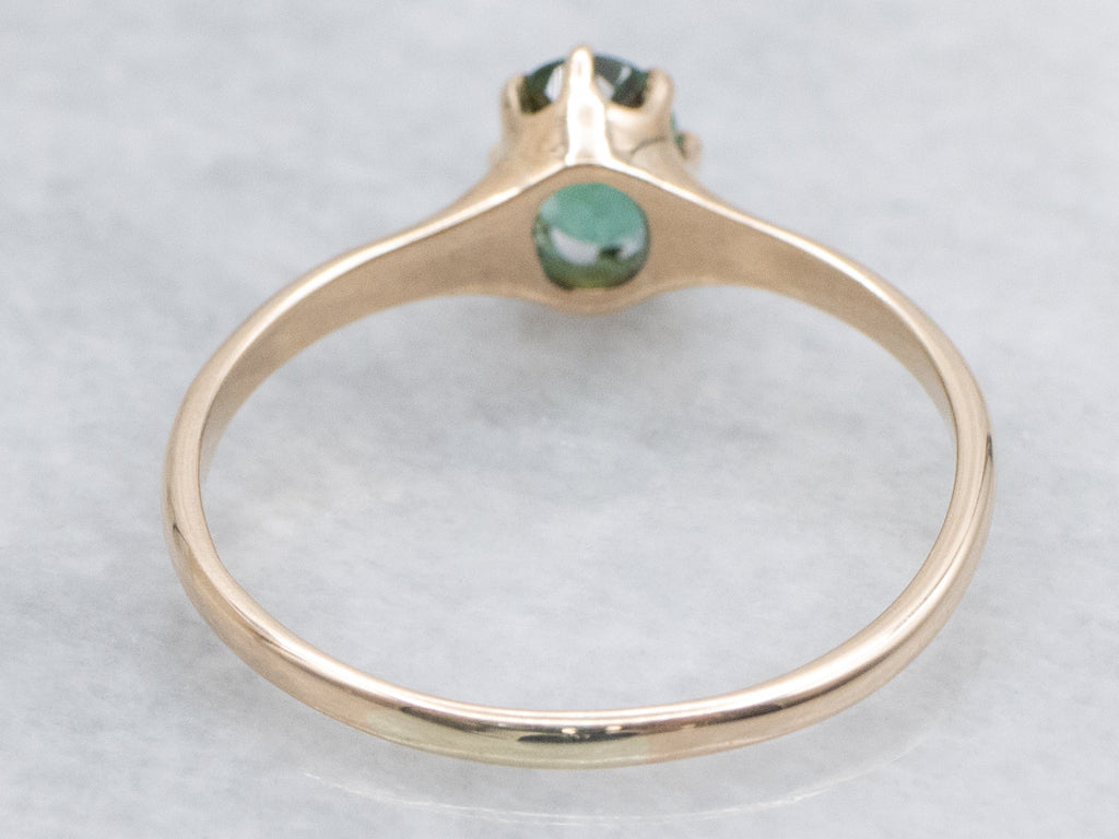 Antique Eight-Prong Green Tourmaline Solitaire Ring