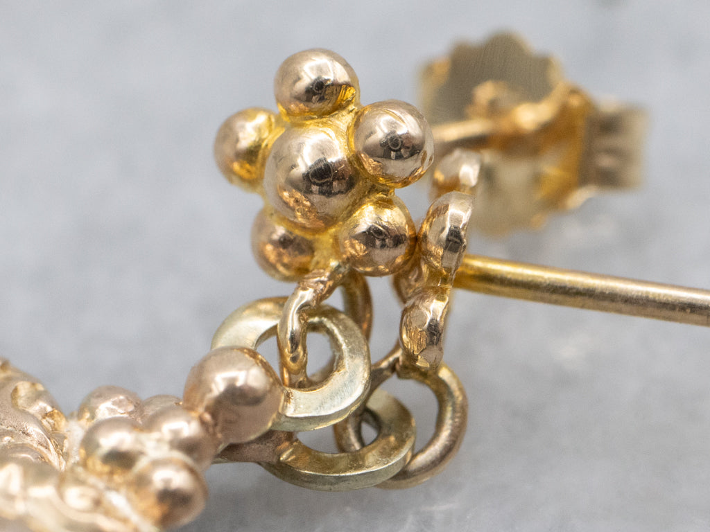 Floral Rose Cut Diamond Cufflink Conversion Starburst Drop Earrings