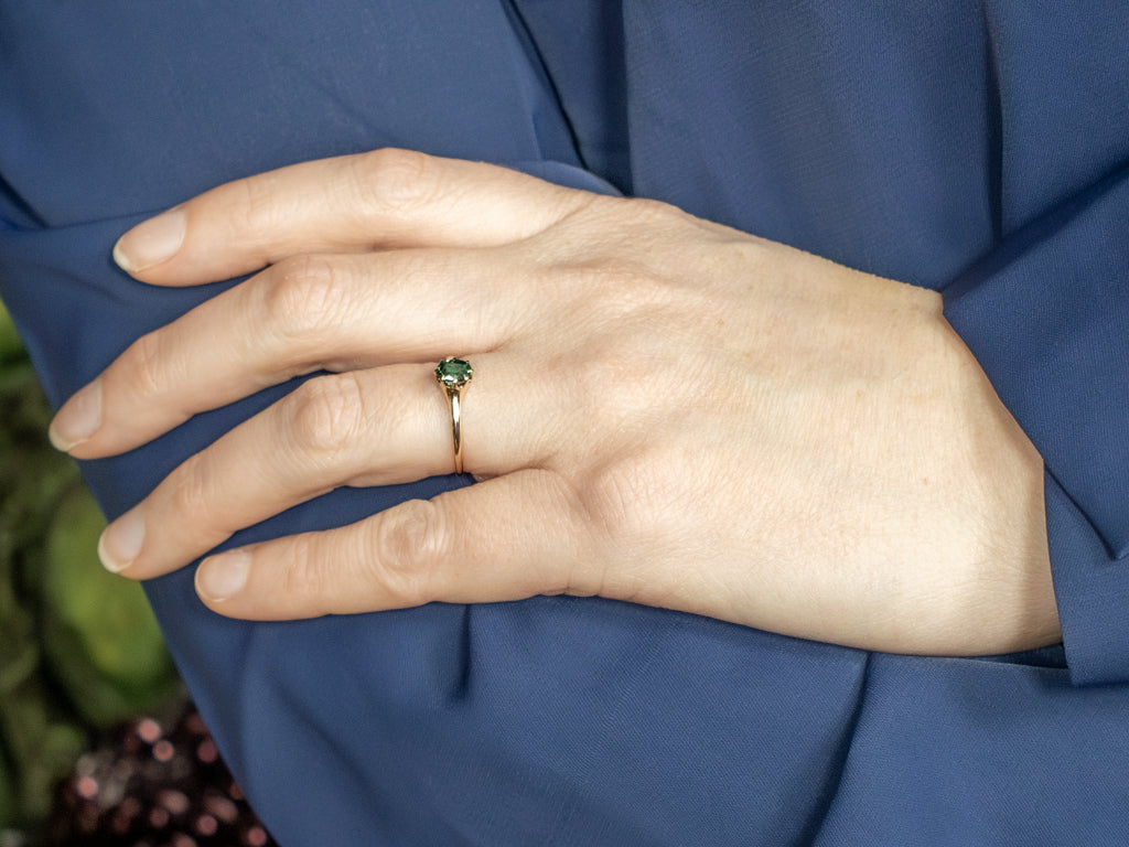 Antique Eight-Prong Green Tourmaline Solitaire Ring