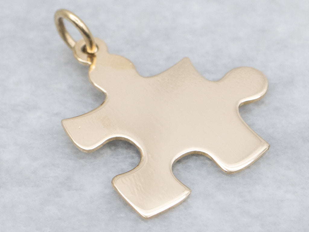 Autism Awareness Gold Puzzle Piece Pendant