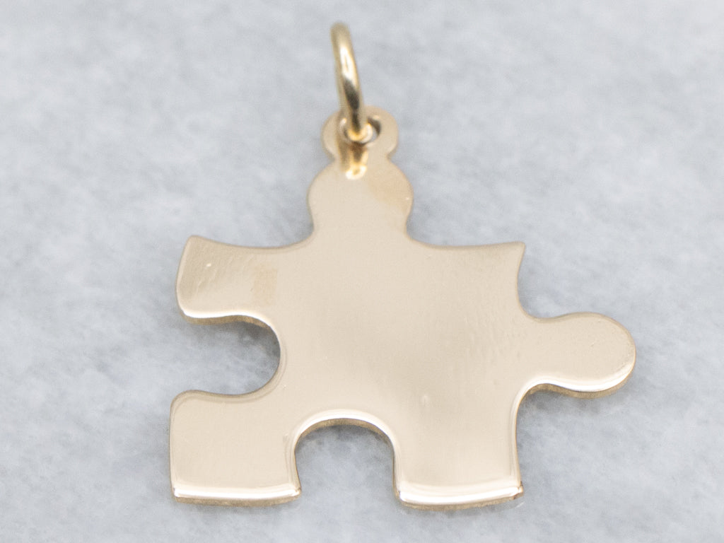 Autism Awareness Gold Puzzle Piece Pendant
