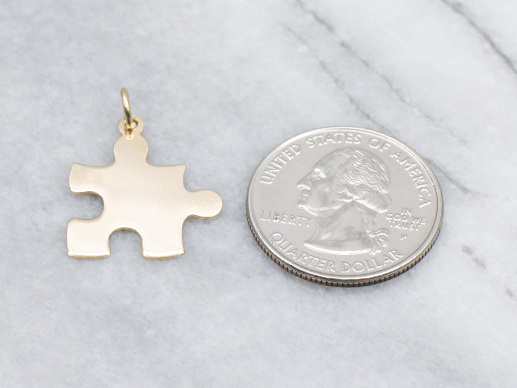 Autism Awareness Gold Puzzle Piece Pendant