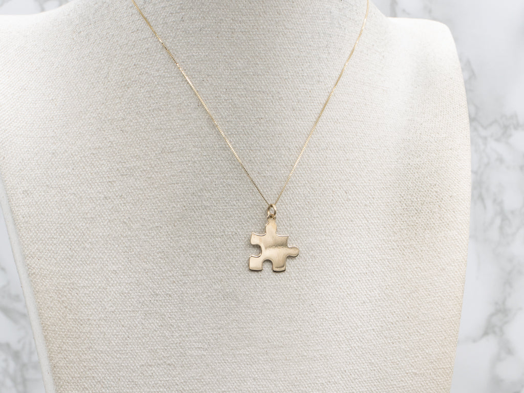 Autism Awareness Gold Puzzle Piece Pendant
