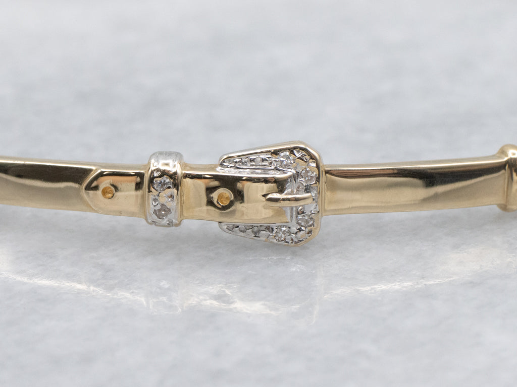 Vintage Diamond Two-Tone Gold Buckle Link Bracelet