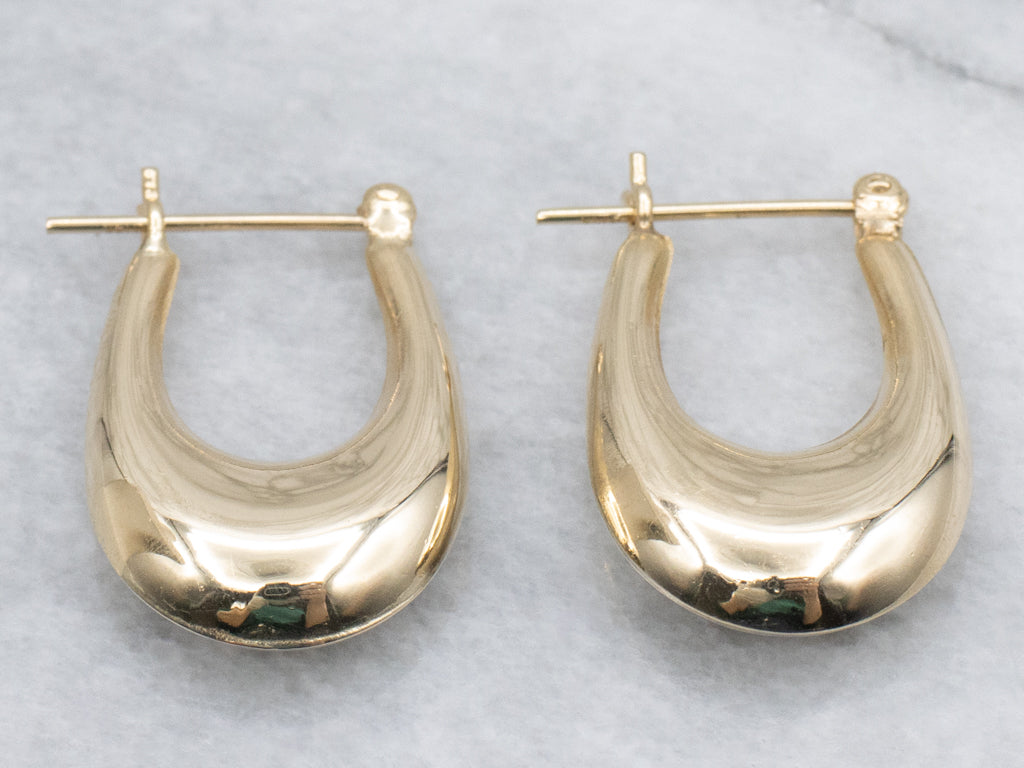 Puffy Yellow Gold Hoop Earrings