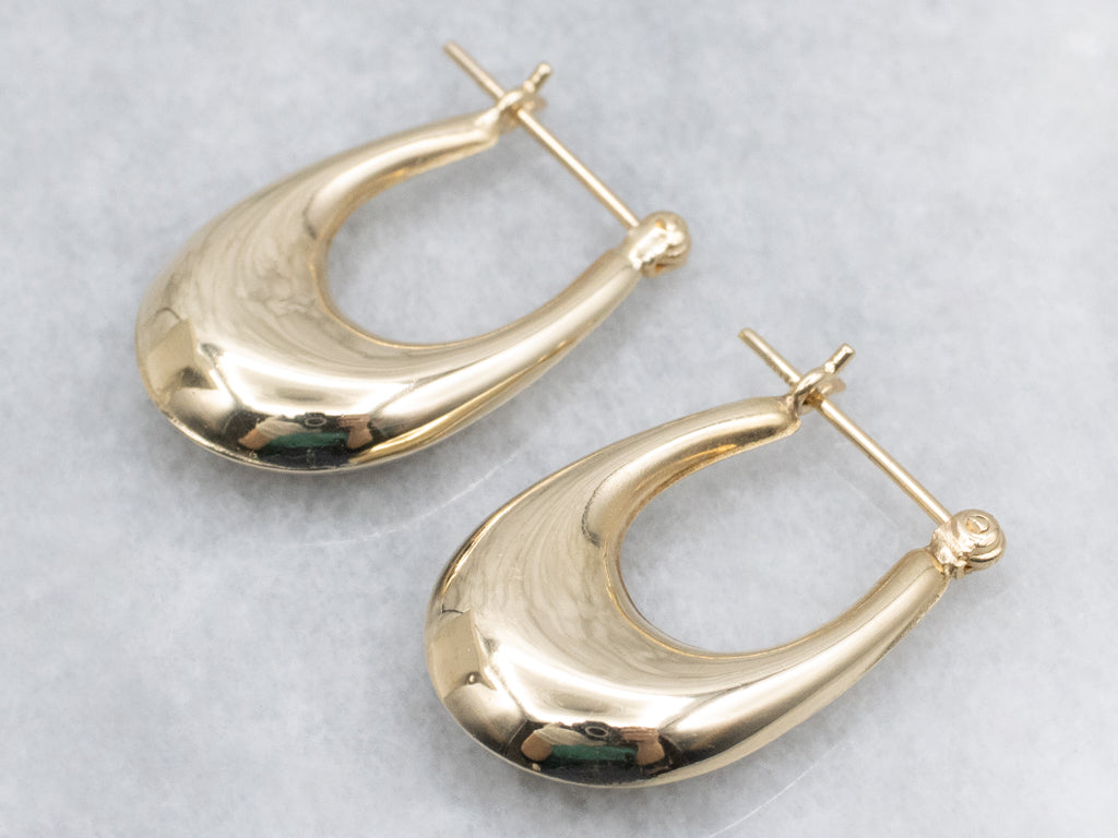 Puffy Yellow Gold Hoop Earrings