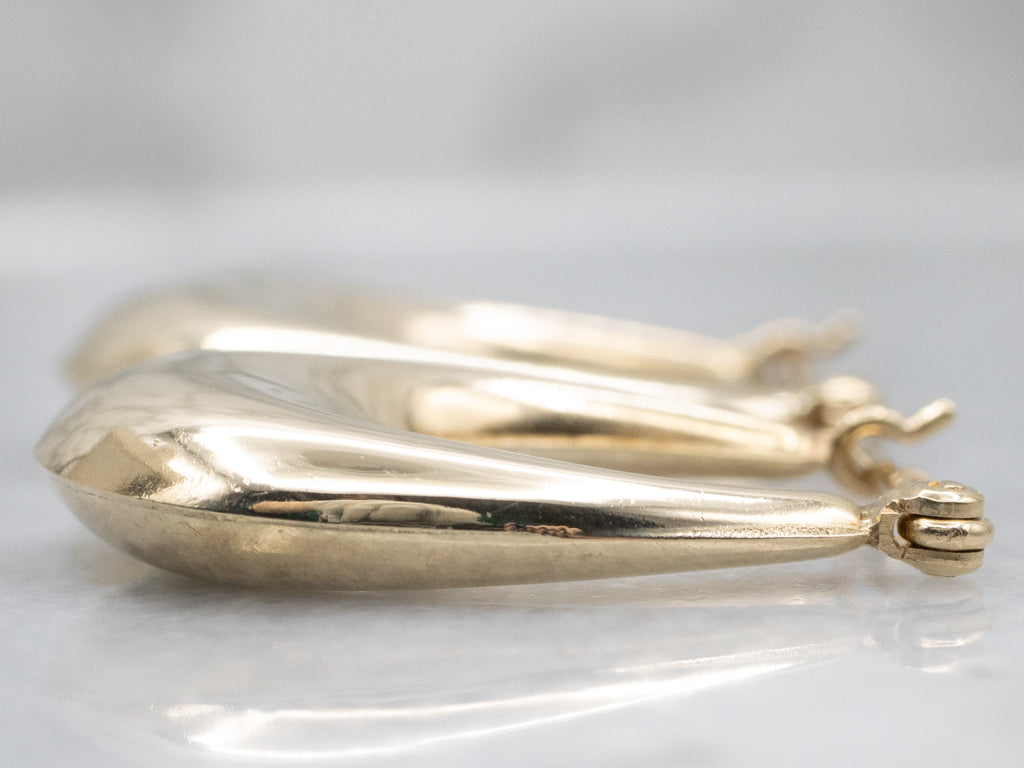 Puffy Yellow Gold Hoop Earrings