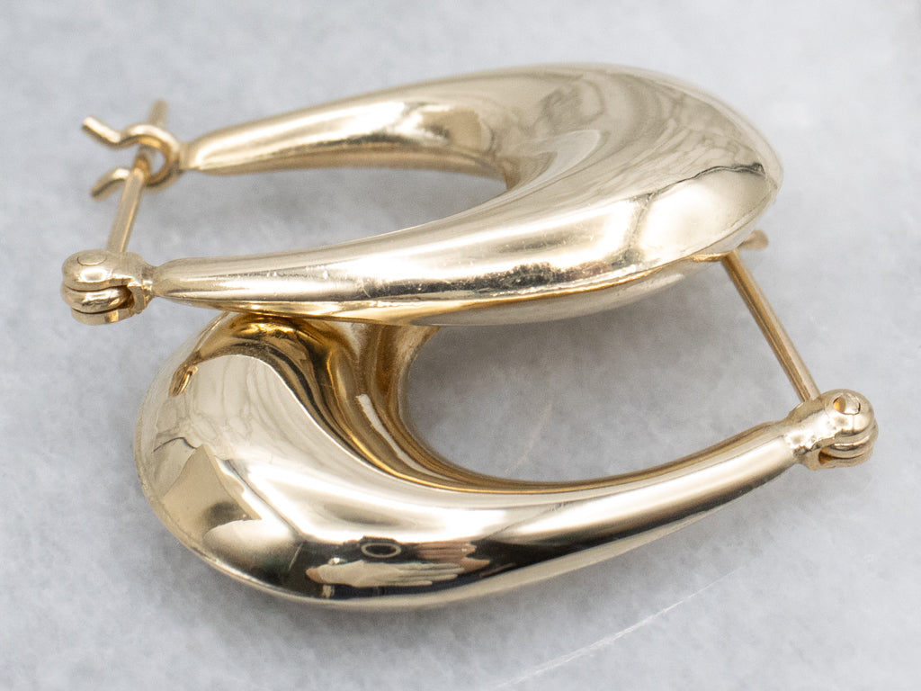 Puffy Yellow Gold Hoop Earrings