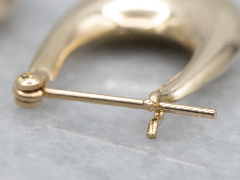 Puffy Yellow Gold Hoop Earrings