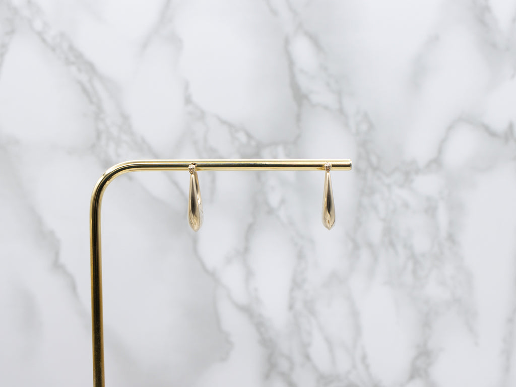 Puffy Yellow Gold Hoop Earrings