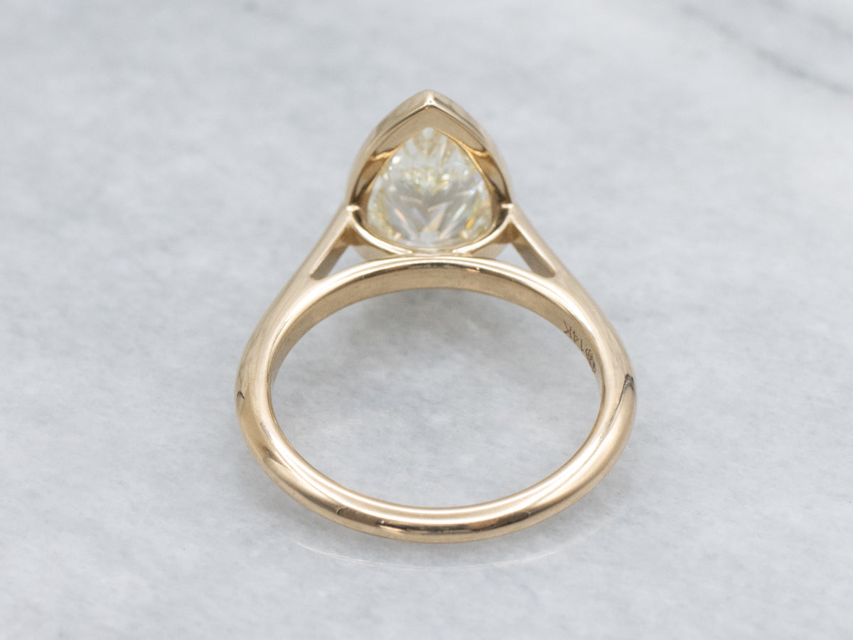 IGI-Certified Modern Pear-Cut Bezel-Set Diamond Solitaire Ring by Elizabeth Henry