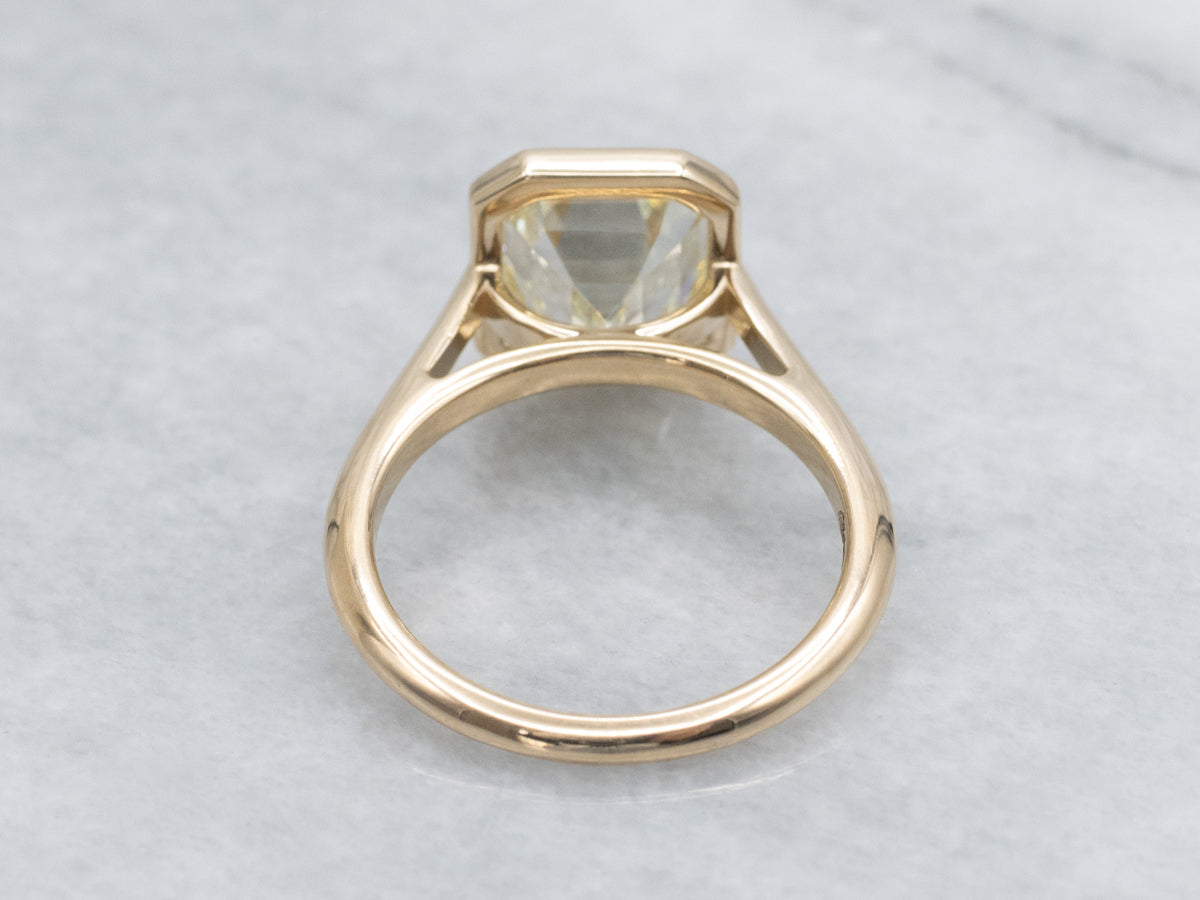 GIA-Certified Modern Emerald-Cut Bezel-Set Diamond Solitaire Ring by Elizabeth Henry