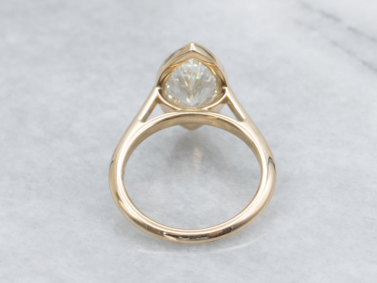 Modern Marquise-Cut Bezel-Set Diamond Solitaire Ring by Elizabeth Henry