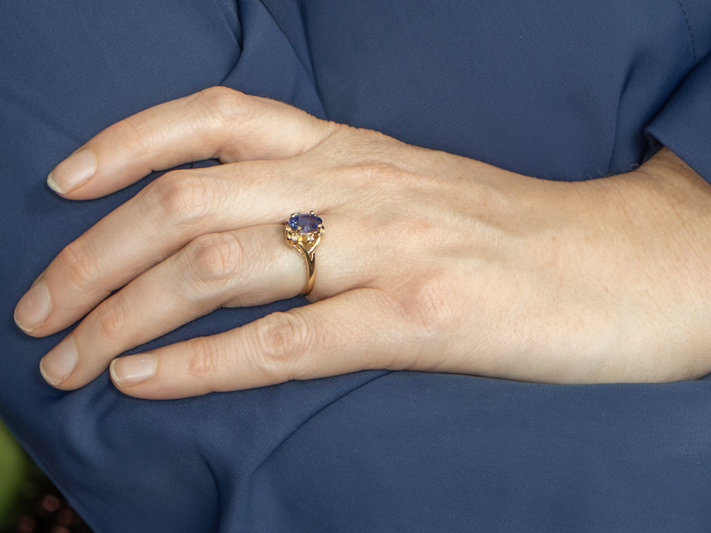Yellow Gold Tanzanite and Diamond Ring