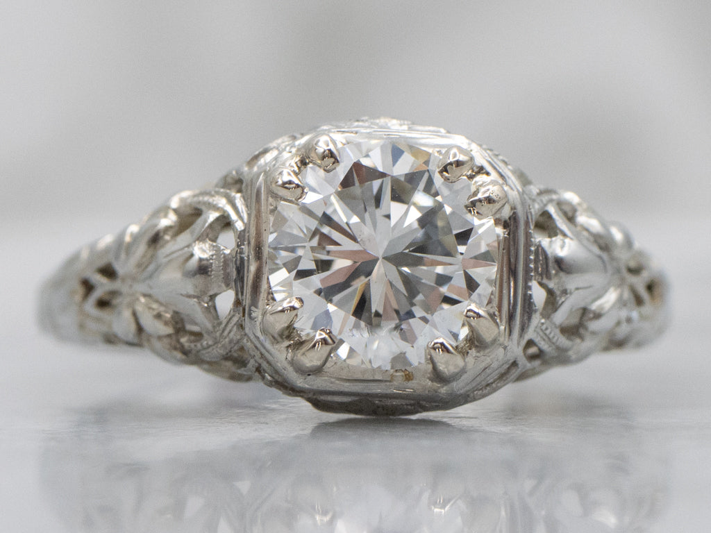 European Cut Diamond Antique 1920s Engagement Ring