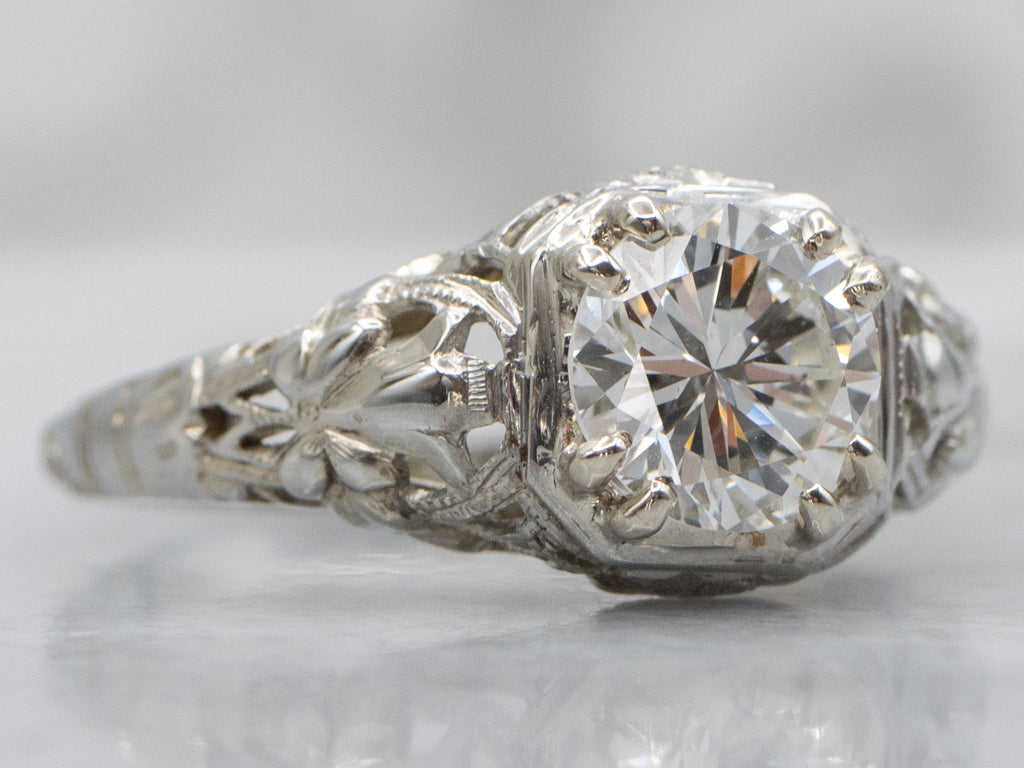 European Cut Diamond Antique 1920s Engagement Ring