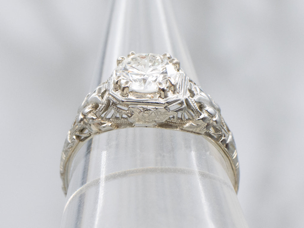 European Cut Diamond Antique 1920s Engagement Ring