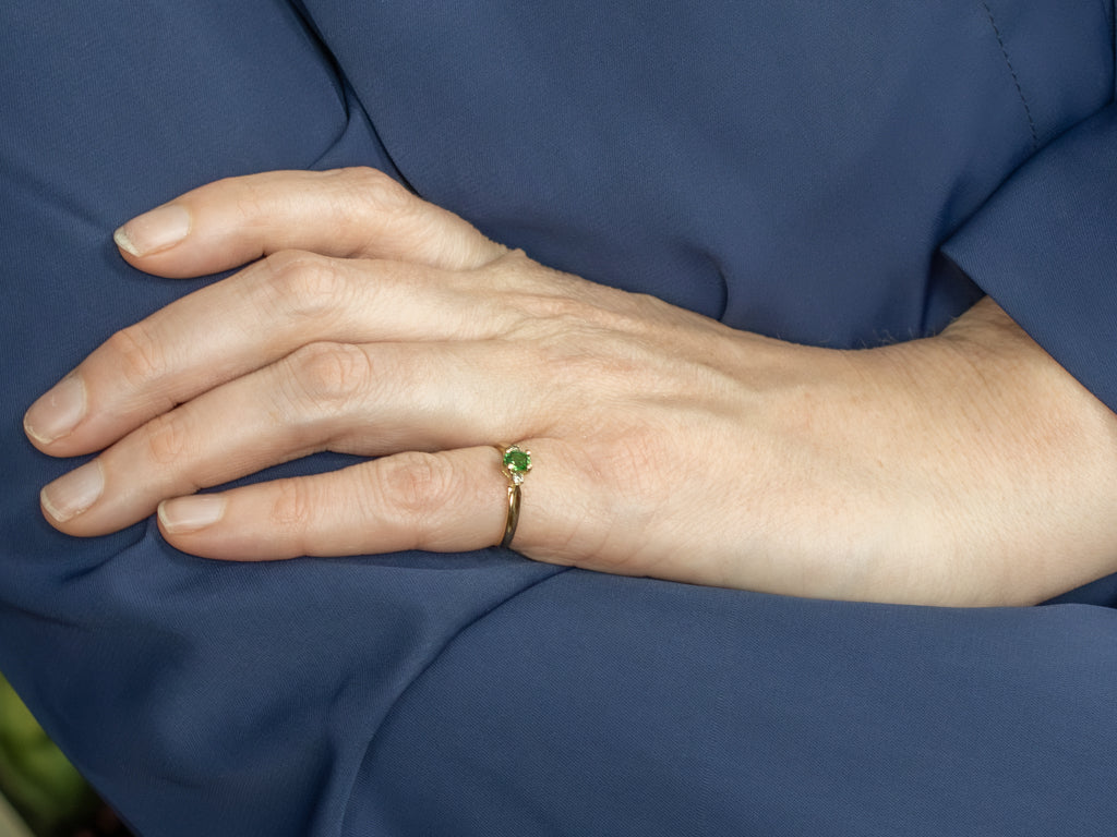 Tsavorite Garnet and Diamond Yellow Gold Ring