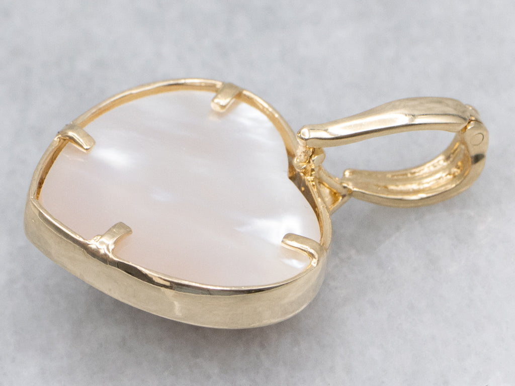 Mabe Pearl Heart and Diamond Pendant with Enhancer Bail