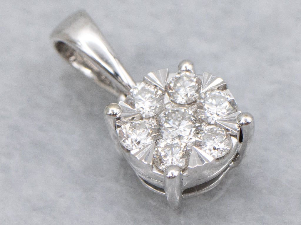 White Gold Diamond Cluster Pendant