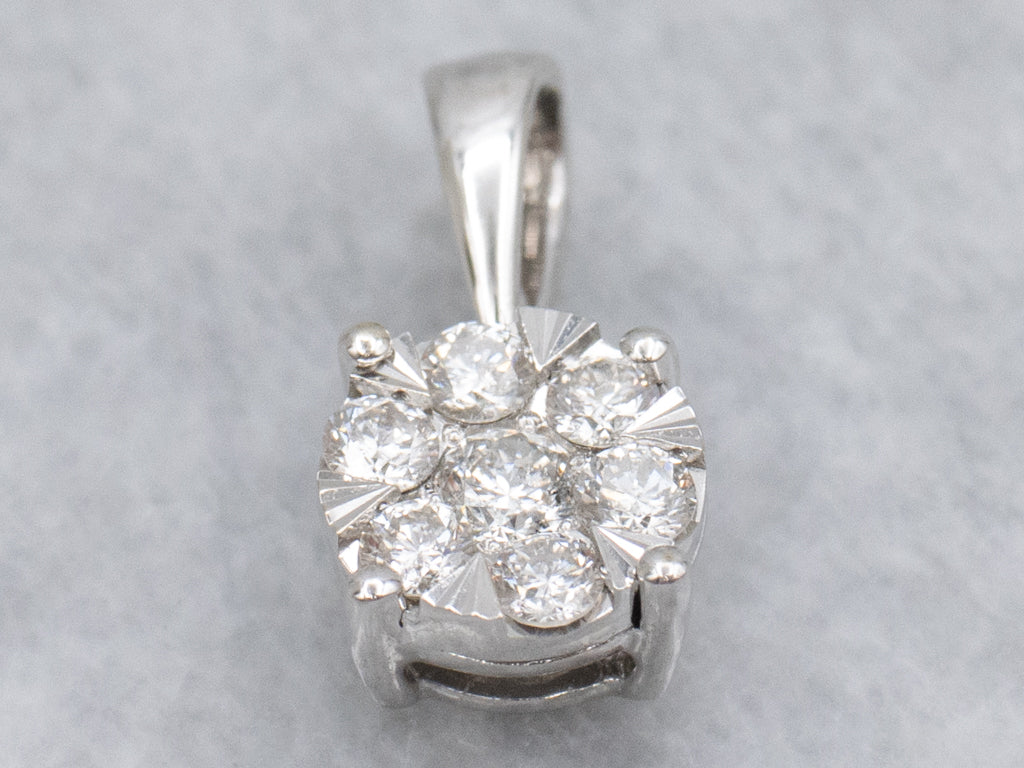 White Gold Diamond Cluster Pendant