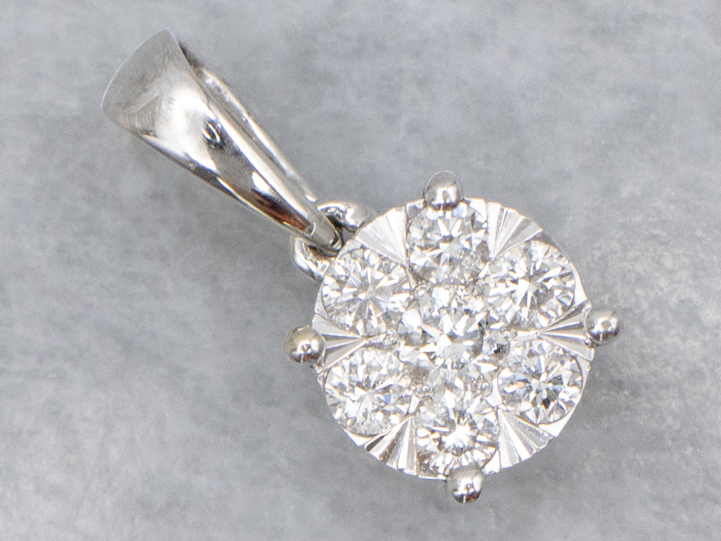 White Gold Diamond Cluster Pendant