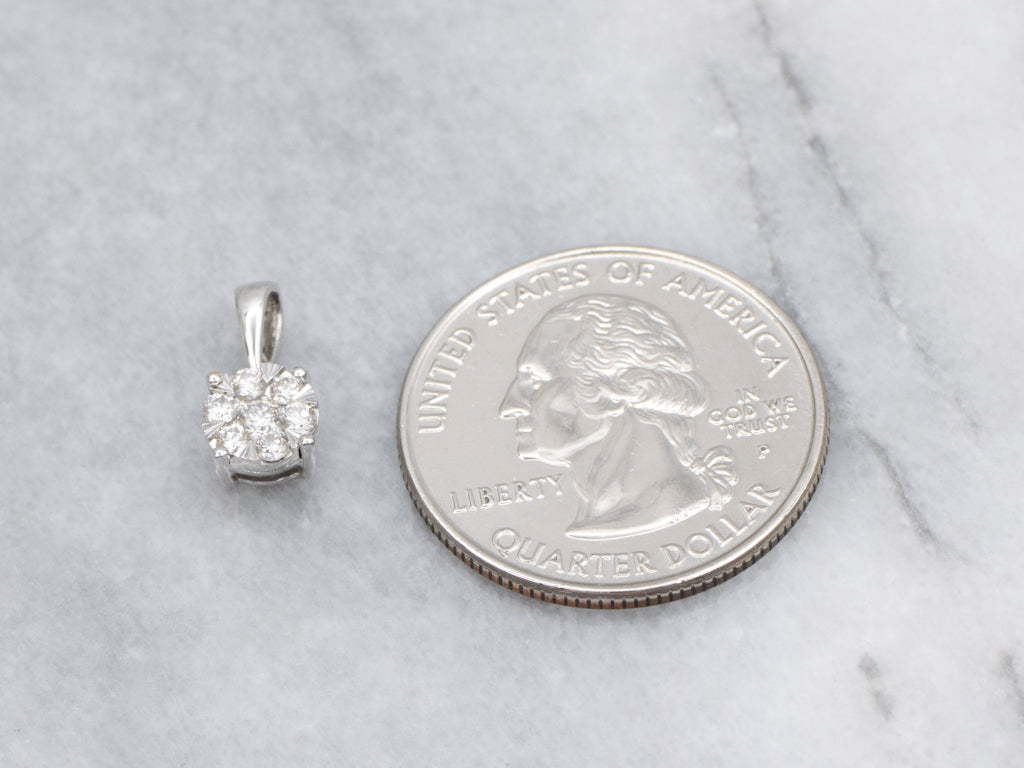 White Gold Diamond Cluster Pendant