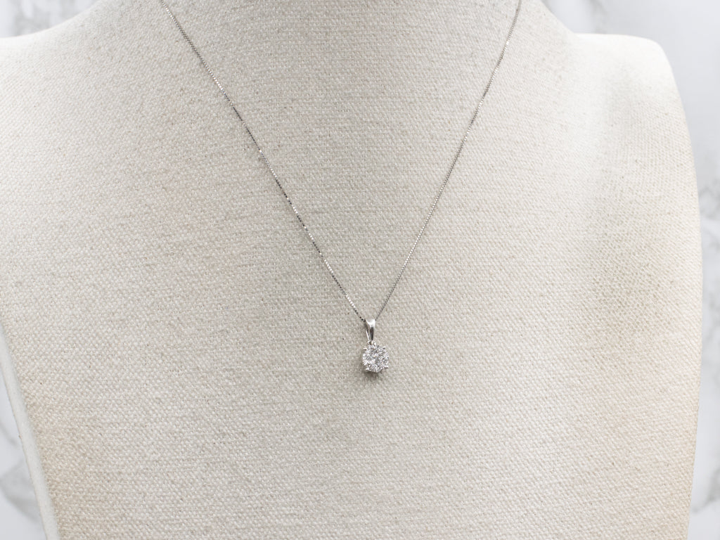 White Gold Diamond Cluster Pendant