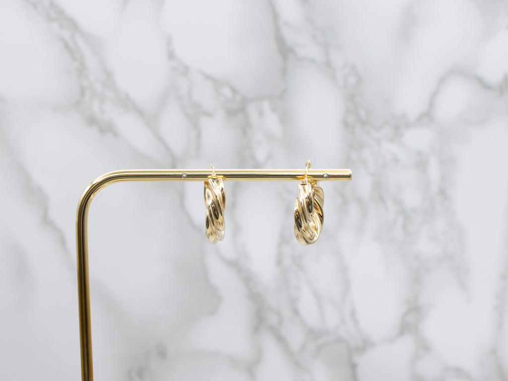 Puffy 18-Karat Yellow Gold Twisted Hoop Earrings