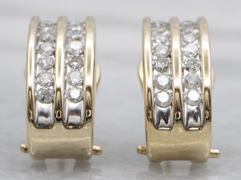 Double-Row Channel-Set Diamond Hoop Earrings