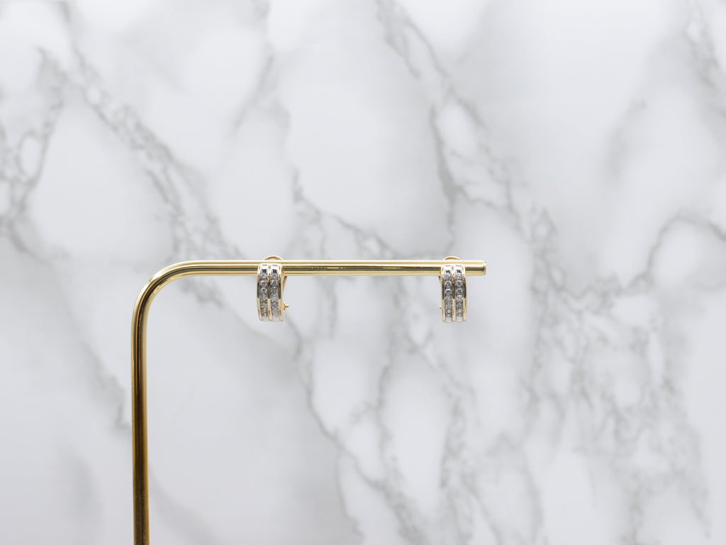 Double-Row Channel-Set Diamond Hoop Earrings
