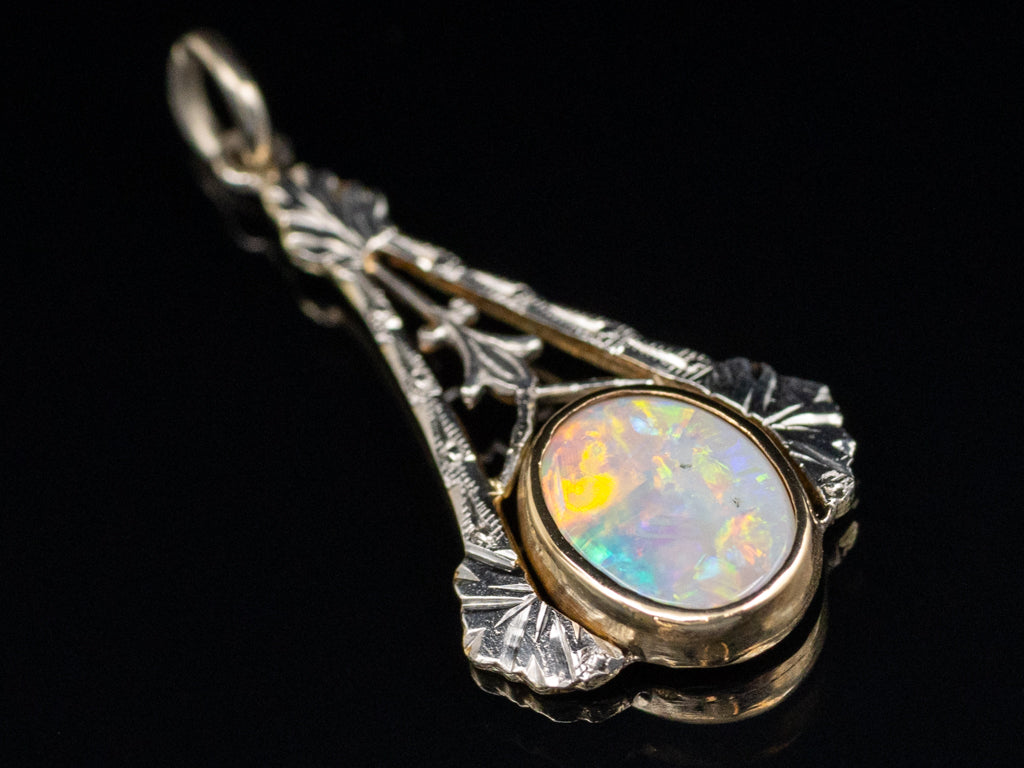 Mix-Era Bezel-Set Opal Two-Tone Gold Pendant