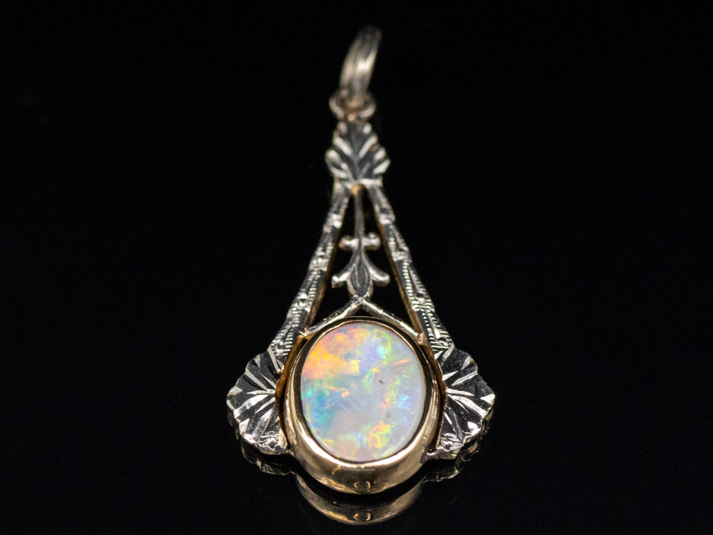 Mix-Era Bezel-Set Opal Two-Tone Gold Pendant