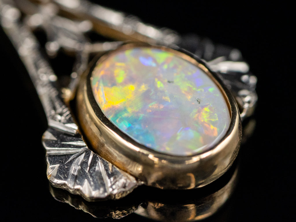 Mix-Era Bezel-Set Opal Two-Tone Gold Pendant
