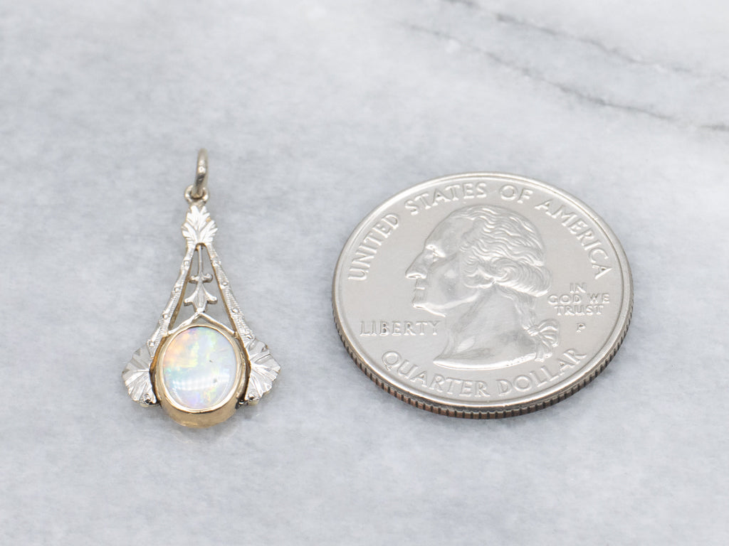Mix-Era Bezel-Set Opal Two-Tone Gold Pendant
