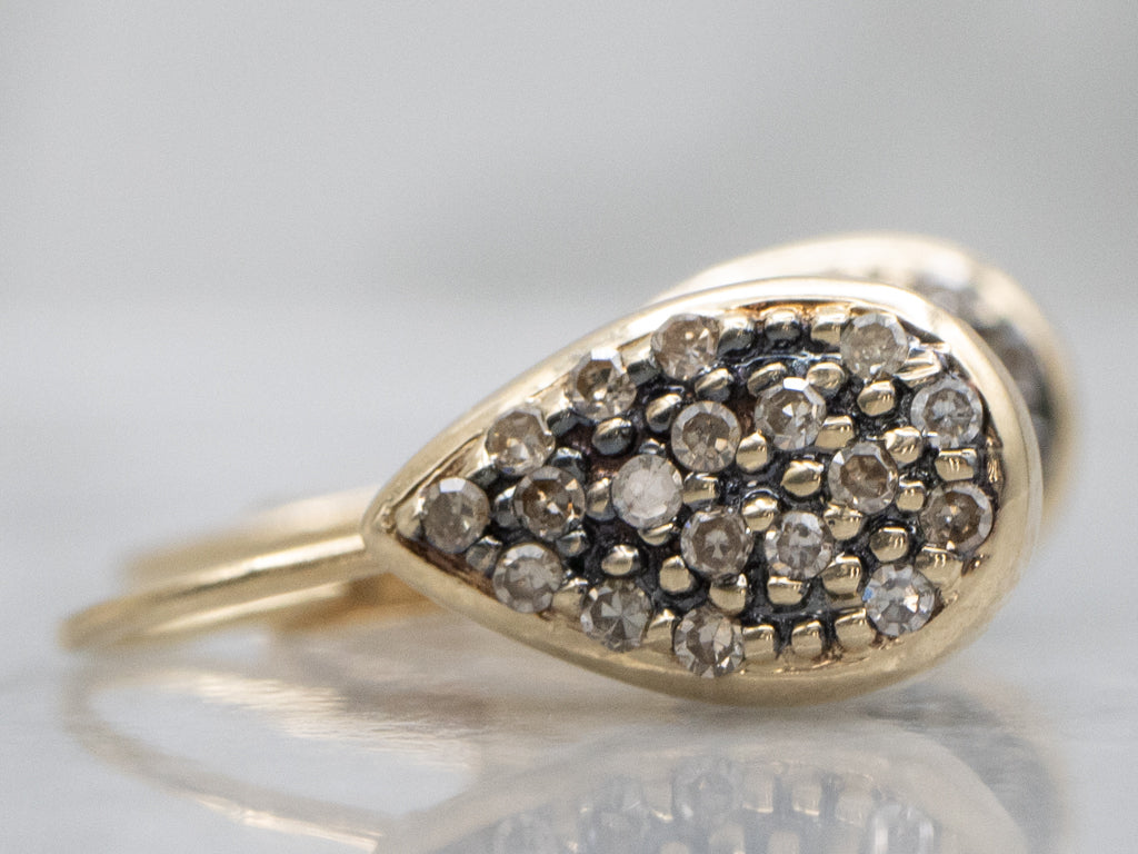 Champagne Diamond Teardrop Gold Cluster Drop Earrings