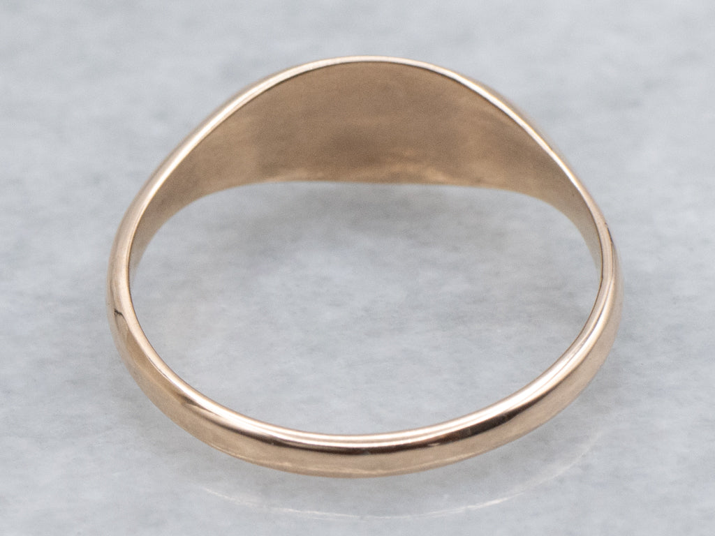 Elongated Marquise-Top Plain Gold Signet Ring