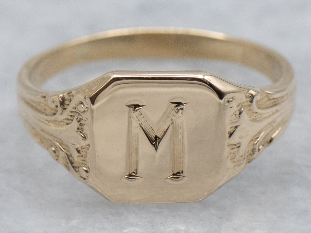 Vintage Gold "M" Monogrammed Signet Ring
