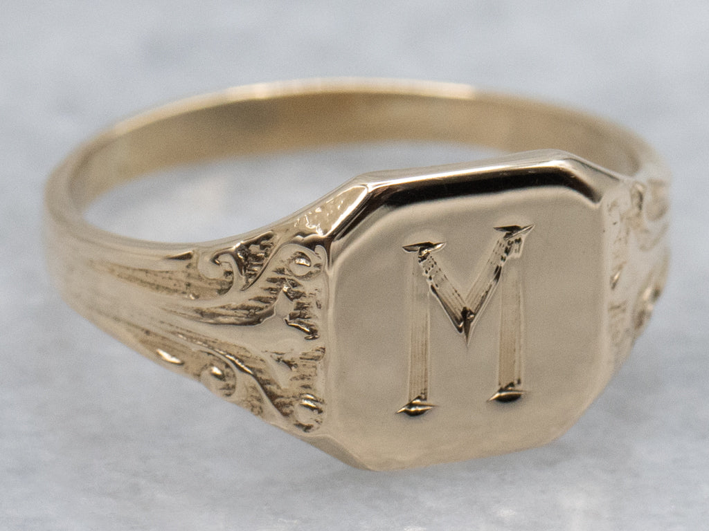 Vintage Gold "M" Monogrammed Signet Ring