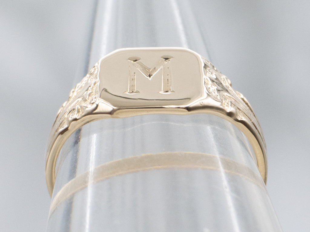 Vintage Gold "M" Monogrammed Signet Ring