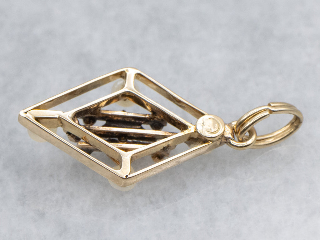 Antique Gold and Pearl Stickpin Conversion Pendant