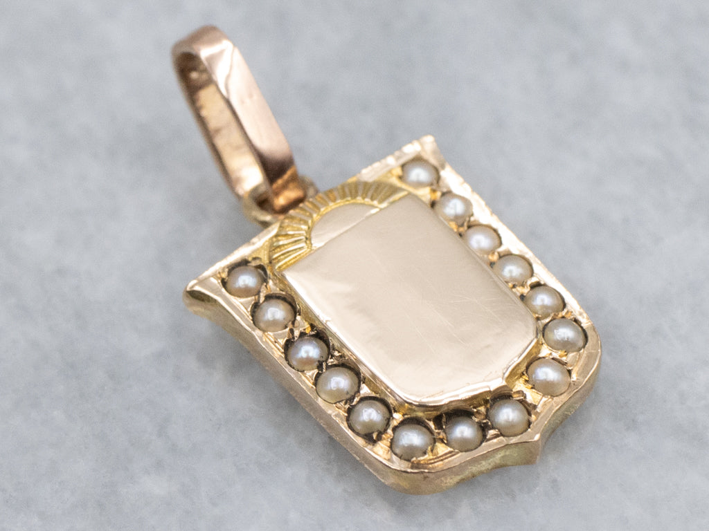 Antique Seed Pearl Sunrise Conversion Pendant