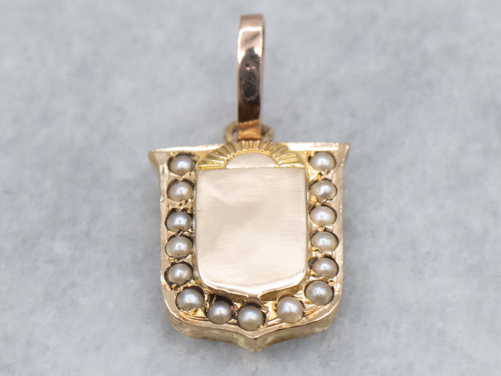 Antique Seed Pearl Sunrise Conversion Pendant