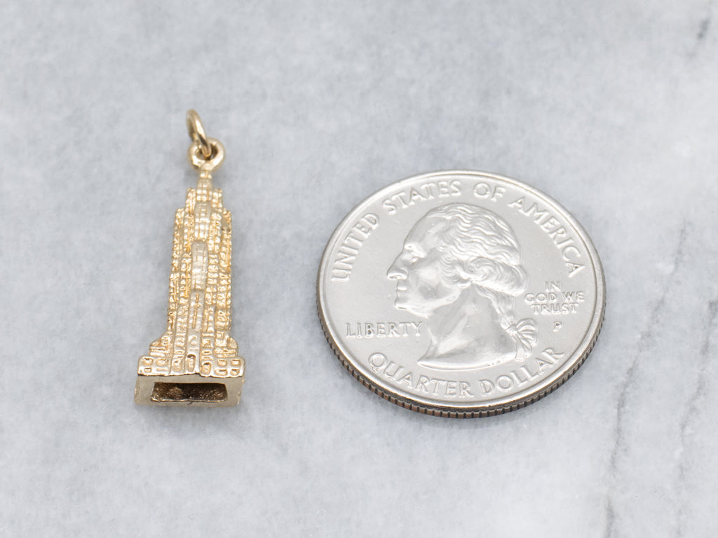 Yellow Gold Empire State Building Charm Pendant