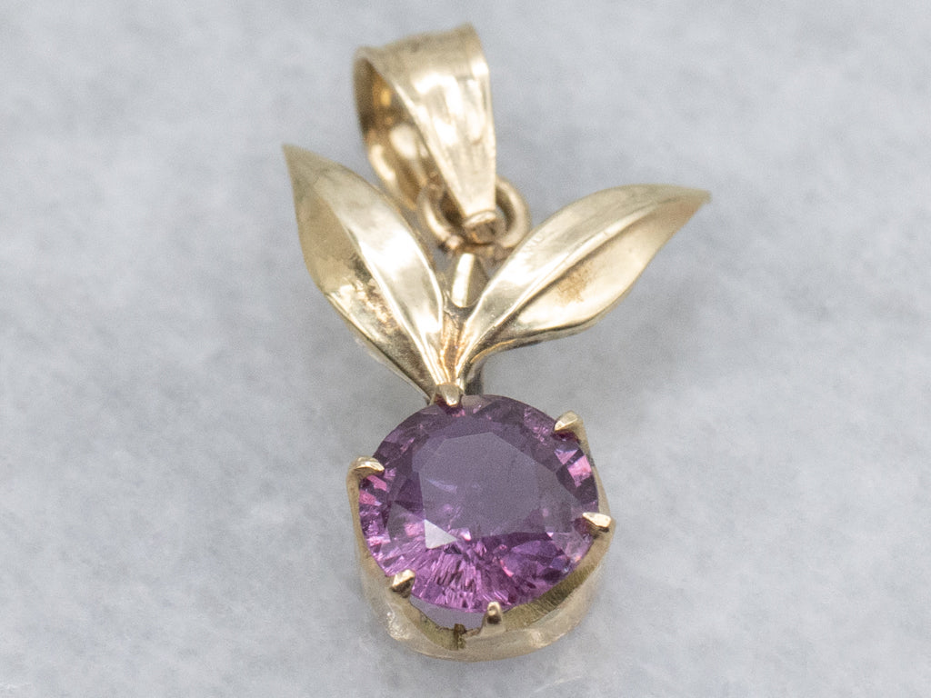 Purple Sapphire Yellow Gold Cherry Pendant