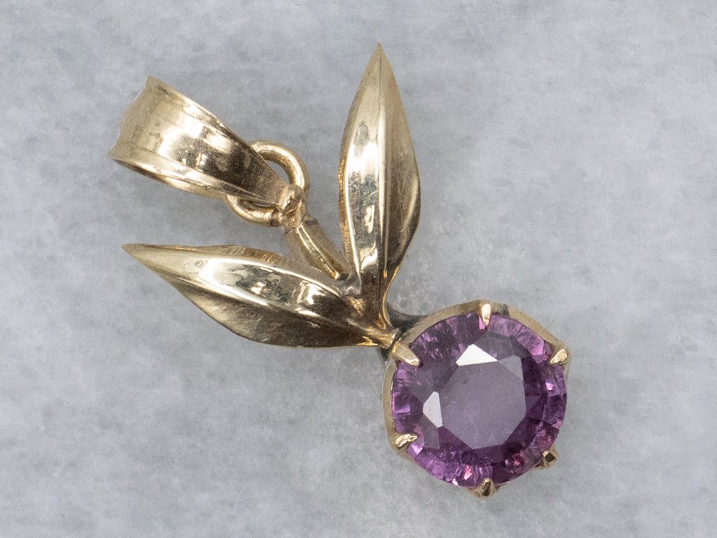 Purple Sapphire Yellow Gold Cherry Pendant