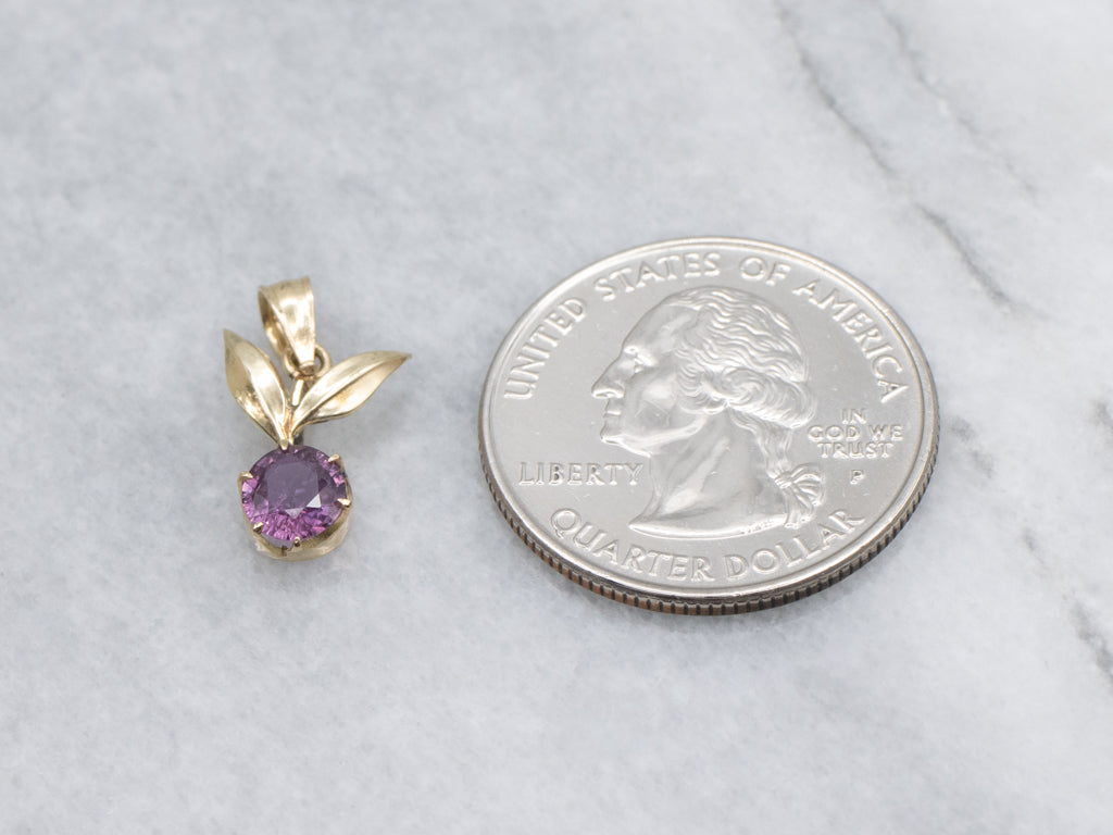 Purple Sapphire Yellow Gold Cherry Pendant