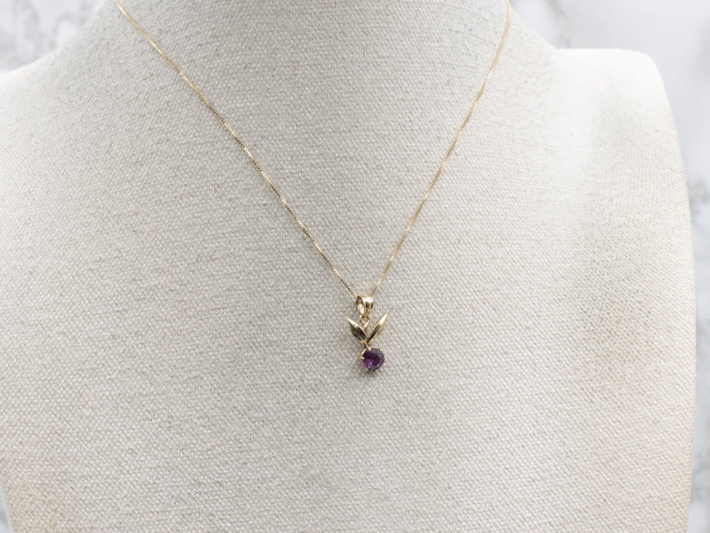 Purple Sapphire Yellow Gold Cherry Pendant